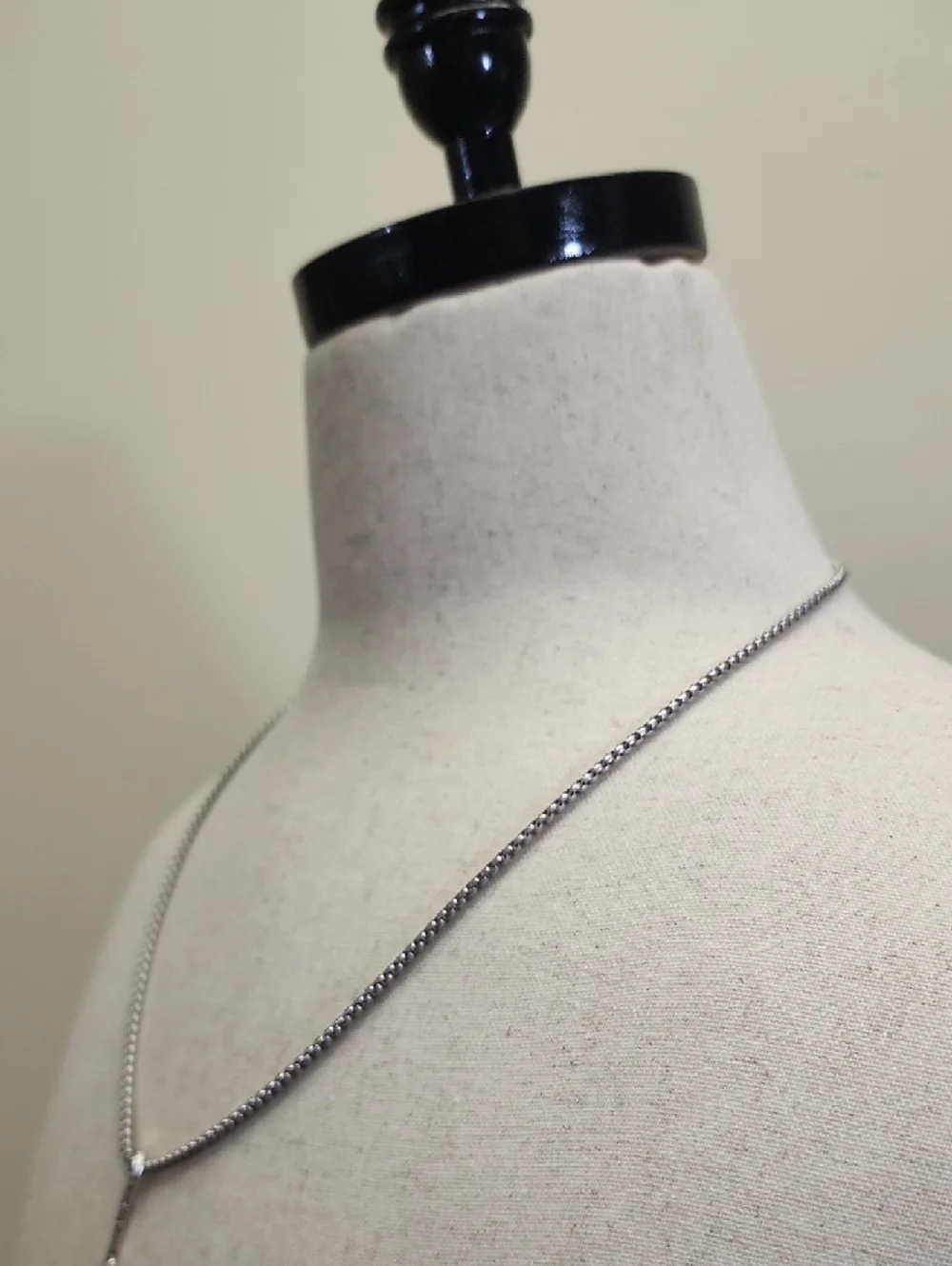 DKNY Silver Tone Key Pendant Necklace Minimalist Chain